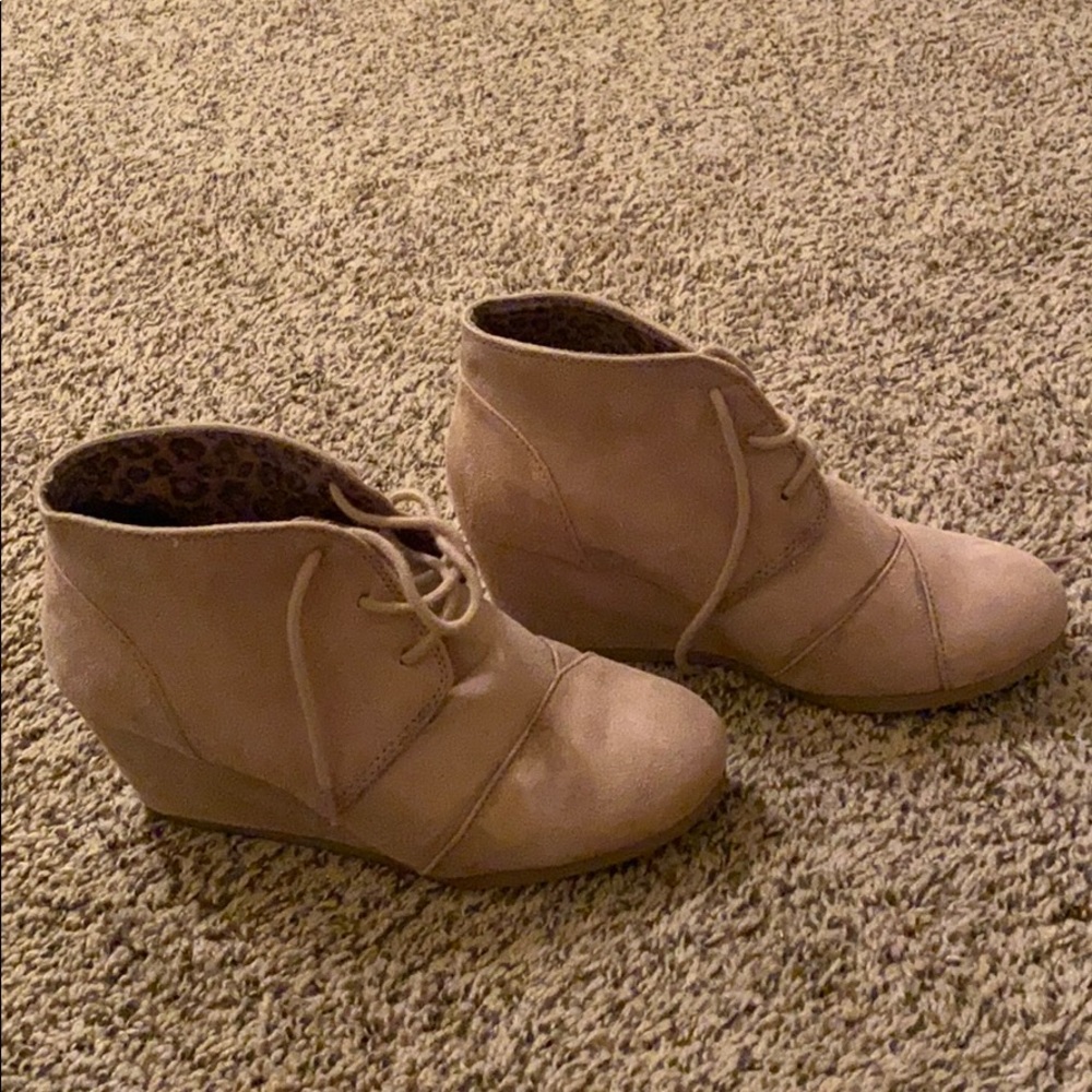 CityClassified Tan wedge booties